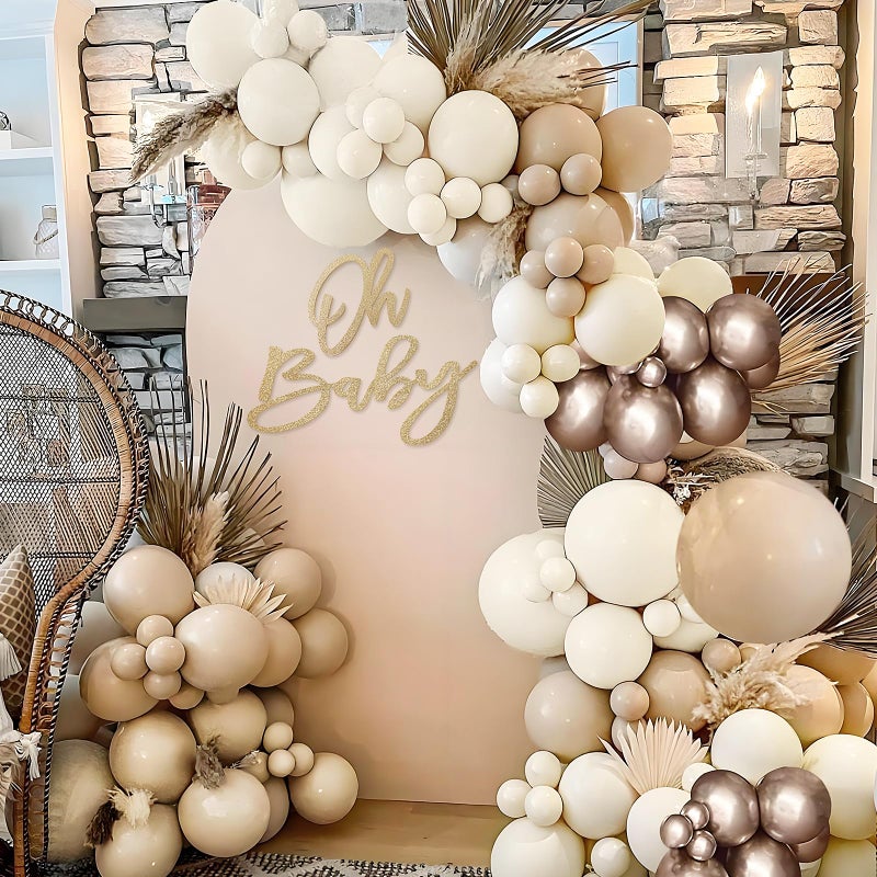 MASTRON 'Oh Baby' Sign for Backdrop - Felt Champagne Gold Baby Shower Banner Boy Girl Decorations Gender Reveal 1st Birthday Party Photography Background - Image 5
