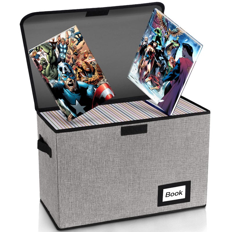 YNSZAS YNSZAS 5 Pack Comic Book Storage Boxes 158 X 78 X 118 Collapsible Short Box Holds 160180 Collection Container Holder Shelf Protector Organizer Bin Grey