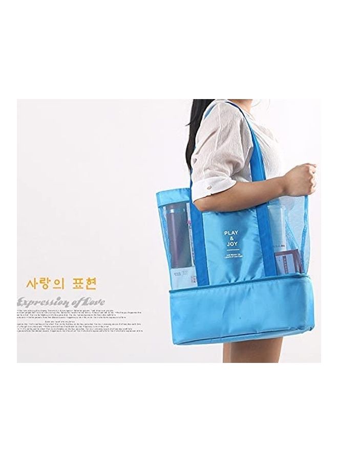 Mesh Beach and Picnic Tote Bag with Insulated Compartment - Image 3