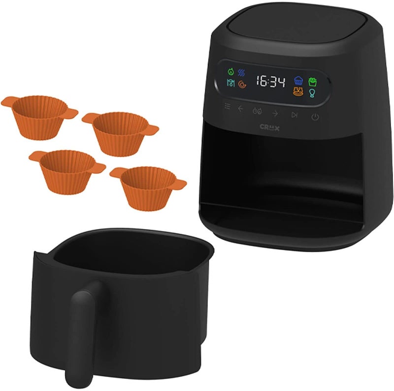CRUX x Marshmello 3.0 QT Digital Air Fryer with TurboCrisp Technology, Touch Screen Temperature Control, Timer and Auto Shut-off, Fully Programmable, Silicone Cupcake Molds Included, Black - Image 2