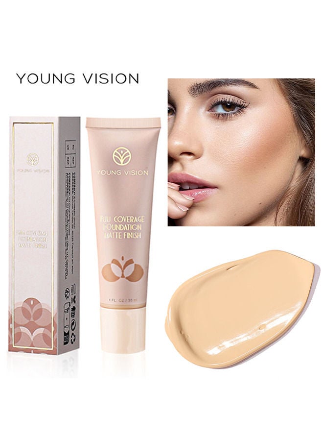 YOUNG VISION Full Coverage Longwear Foundation, Matte Finish, Waterproof, Poreless Liquid Foundation Makeup, 1 fl.oz - Image 1