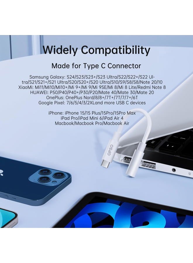 OPSO USB Type C to 3.5mm Female Headphone Jack Adapter, (1-Pack) USB C to Aux Audio Dongle Cable Cord for iPhone 15/16/16 Plus/16 Pro/16 Pro Max, Samsung Galaxy S24/S23/S22, iPad Pro, MacBook - Image 5