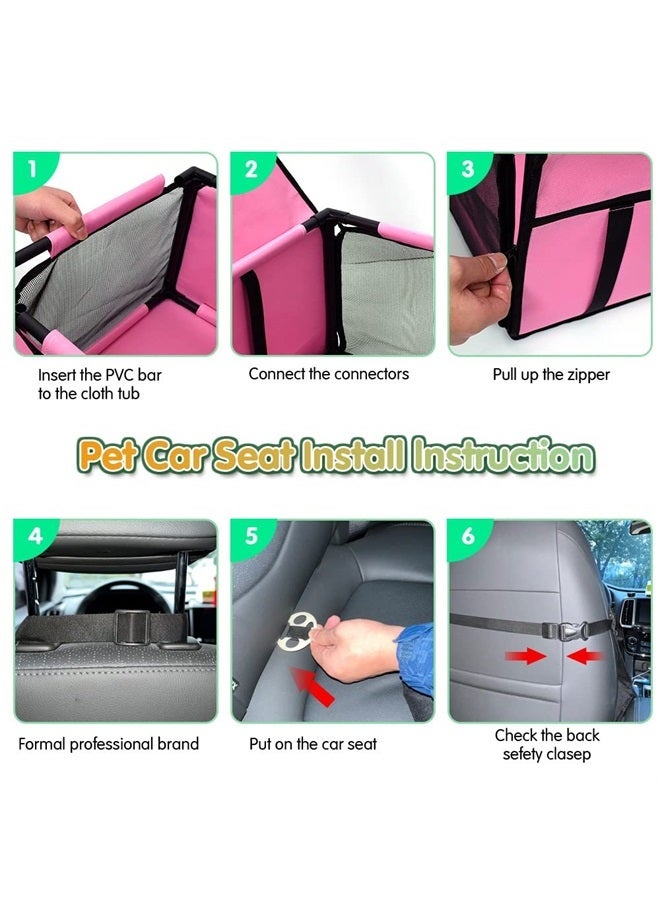 SWIHELP Dog Car Seat Puppy Portable Pet Booster Car Seat with Clip-On Safety Leash and PVC Support Pipe, Anti-Collapse,Perfect for Small Pets  - Image 4