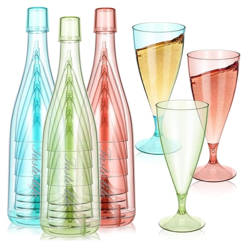 Lavnik Champagne Flutes 5 PCS Set Portable and Reusable Stemware with Storage Bottle Tall Glass Bar Accessories Wine Glass with Storage Bottle Stackable Champagne Glass for Weddings and Parties - Image 1