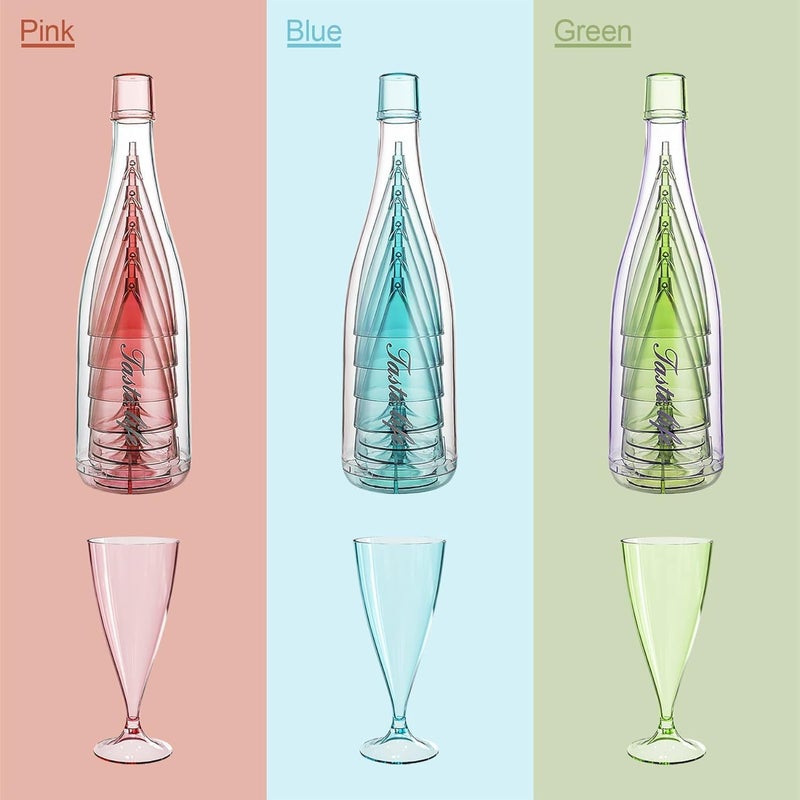 Lavnik Champagne Flutes 5 PCS Set Portable and Reusable Stemware with Storage Bottle Tall Glass Bar Accessories Wine Glass with Storage Bottle Stackable Champagne Glass for Weddings and Parties - Image 2