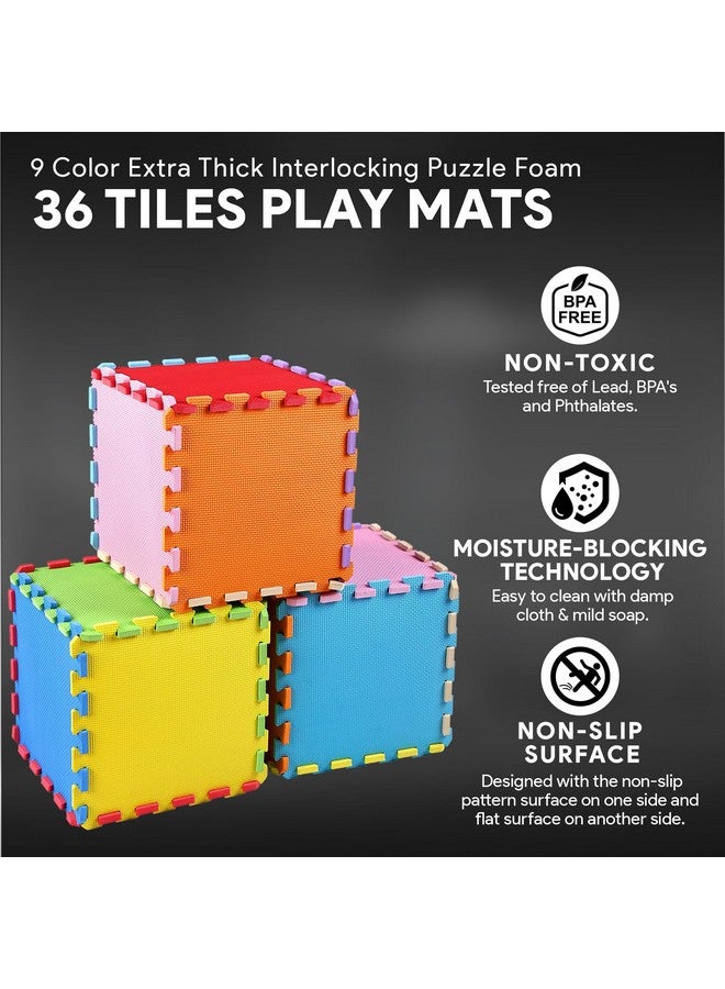 بالانس فورم سجادة لعب أحجية الأطفال مع بلاطات متشابكة من إسفنج إيفا، 9 ألوان (36 بلاطة) - Image 2