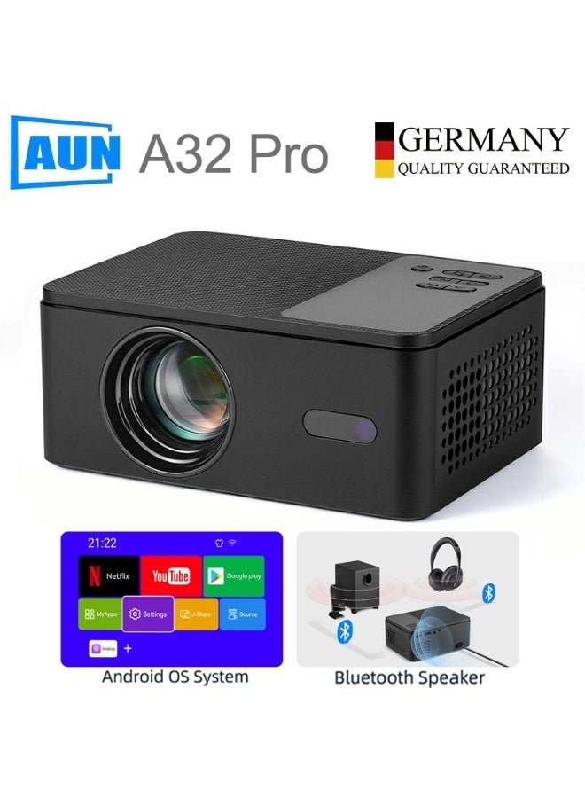 A32 Pro Smart Projector Native 720P Support 4K 460 ANSI Brightness Android 13 OS Electric Focus 150" Screen 5G WiFi Bluetooth for Home Theater Movies Gaming