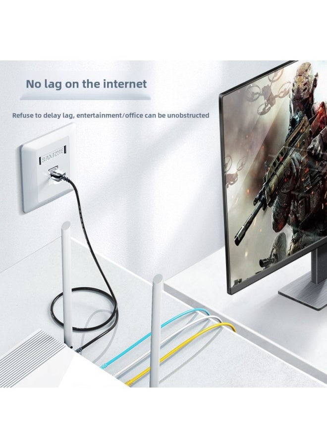Generic Yamazawa Super Six 60000 Mega Household Fine Network Cable Pure Copper Core Ultra-fine High-speed Broadband Network Computer Gigabit Jumper-Color:White-Super Category 6 10 Gigabit Thin Line-Line Length:15 M  - Image 3