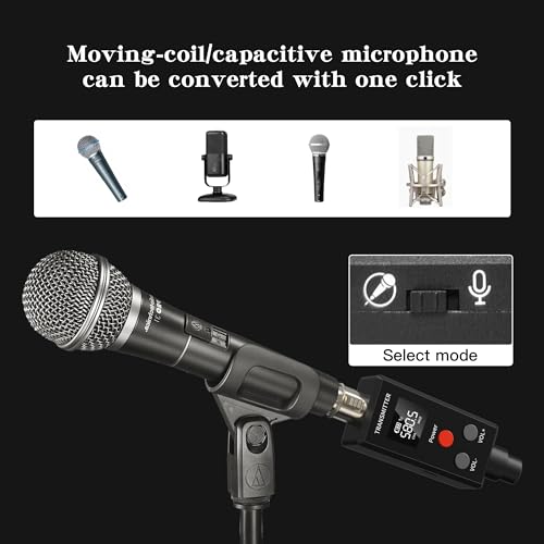 Elimavi 2.4GHz UHF Wireless Microphone System XLR Mic Adapter Wireless Transmitter and Receiver for Dynamic Microphone, Audio Mixer, PA System. - Image 5