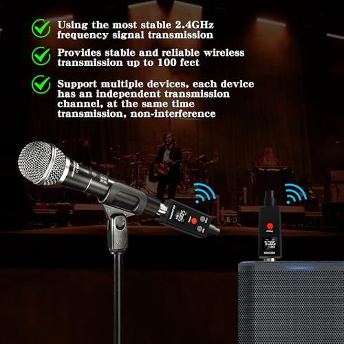 Elimavi 2.4GHz UHF Wireless Microphone System XLR Mic Adapter Wireless Transmitter and Receiver for Dynamic Microphone, Audio Mixer, PA System. - Image 3