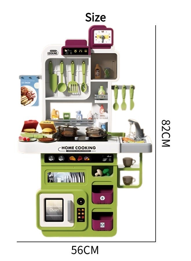 Vixplorn Children's kitchen toy set, children's pretend play set, kitchen pretend play set, children's role play kitchen toy set, 82 cm high, with simulation spray, lights, sound effects, suitable gifts for children aged 3+. - Image 2