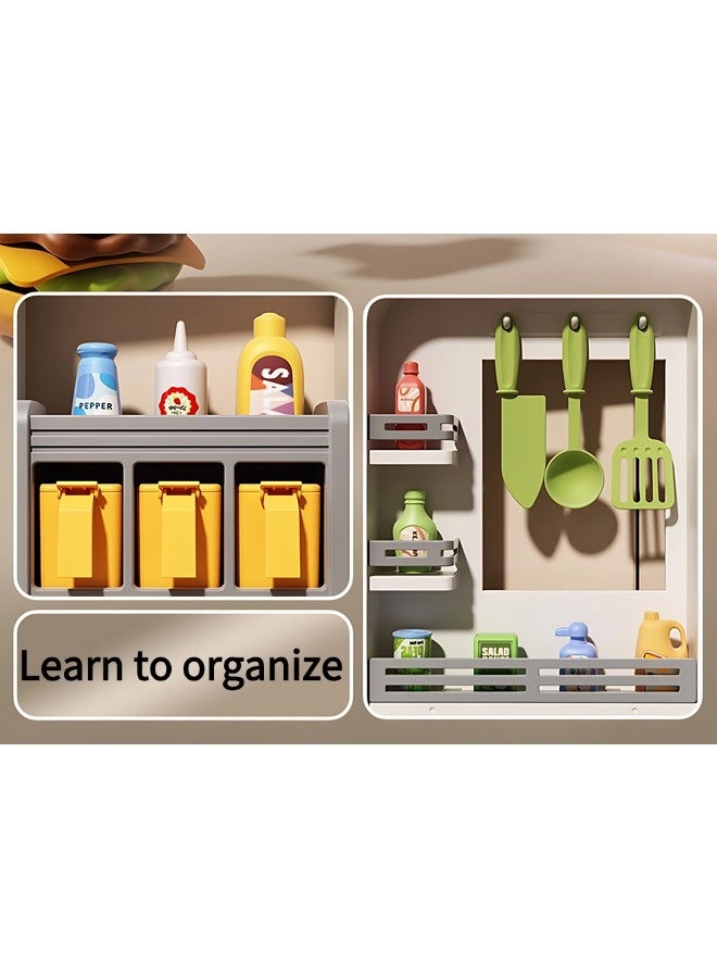 Vixplorn Children's kitchen toy set, children's pretend play set, kitchen pretend play set, children's role play kitchen toy set, 82 cm high, with simulation spray, lights, sound effects, suitable gifts for children aged 3+. - Image 5