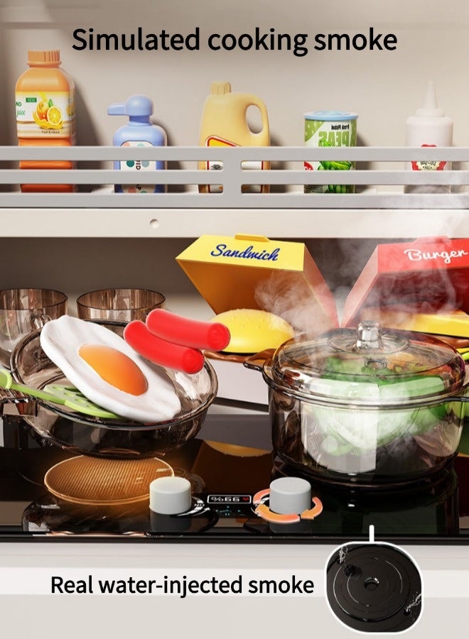 Vixplorn Children's kitchen toy set, children's pretend play set, kitchen pretend play set, children's role play kitchen toy set, 82 cm high, with simulation spray, lights, sound effects, suitable gifts for children aged 3+. - Image 4