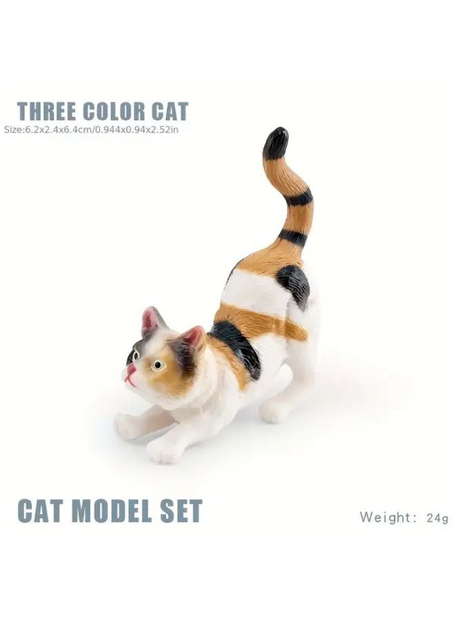 Lifelike Tricolor Cat Figurine PVC Educational Toy American Shorthair Orange Cat Model 1567 - Image 1
