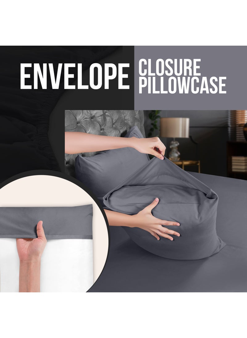 Utopia Bedding Utopia Bedding Standard Pillow Cases - 4 Pack - Envelope Closure - Soft Brushed Microfiber Fabric - Shrinkage and Fade Resistant Pillow Covers Standard Size 20 X 26 Inches (Standard  Grey)  - Image 4