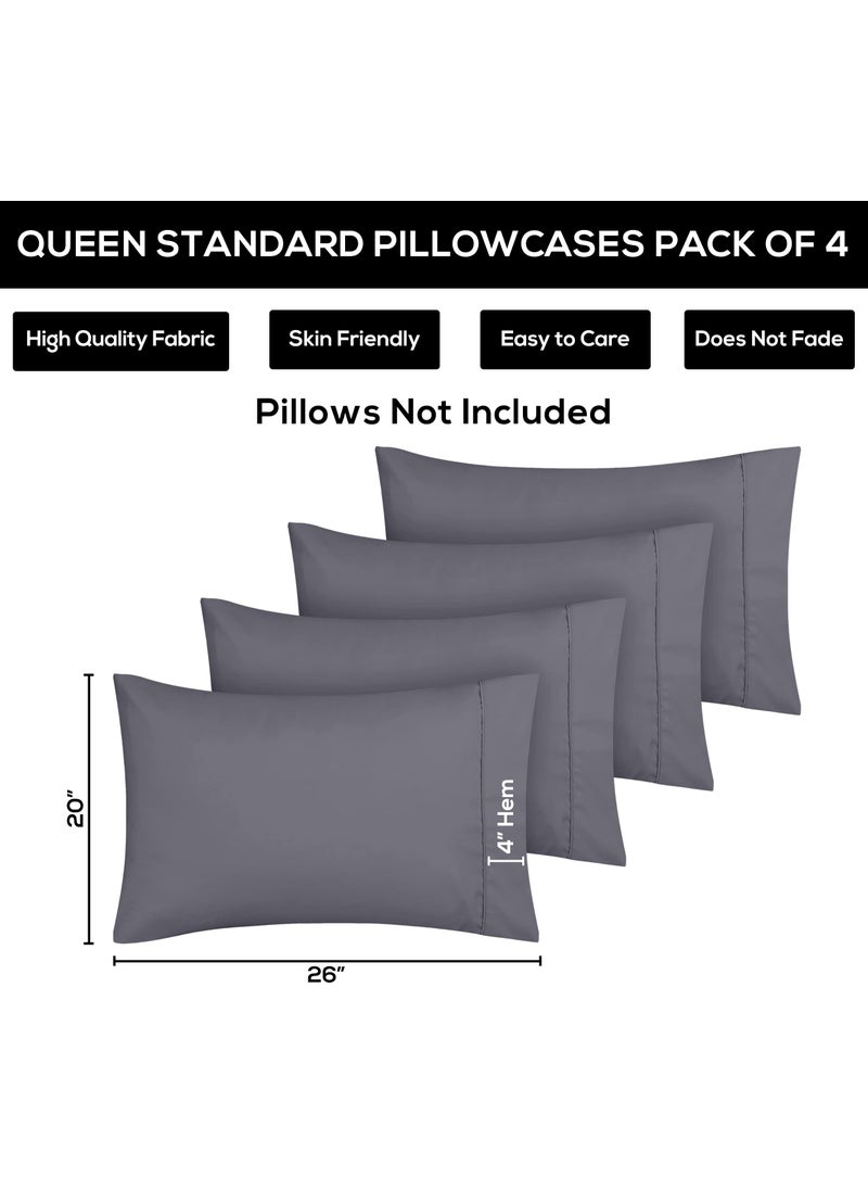 Utopia Bedding Utopia Bedding Standard Pillow Cases - 4 Pack - Envelope Closure - Soft Brushed Microfiber Fabric - Shrinkage and Fade Resistant Pillow Covers Standard Size 20 X 26 Inches (Standard  Grey)  - Image 3
