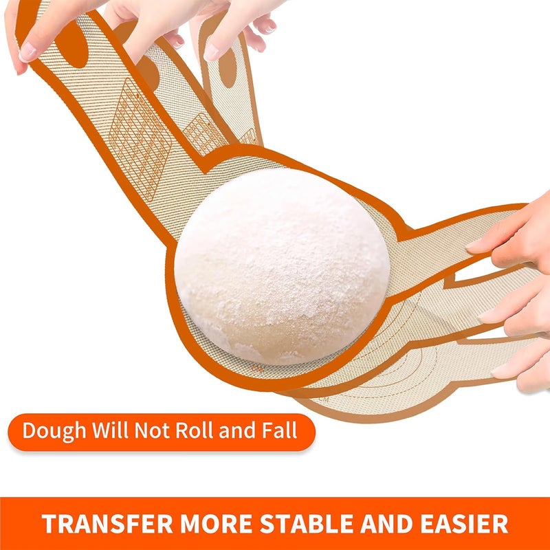 PLAPITATE Silicone Bread Sling Dutch Oven Liner, Non-Stick & Easy Clean Reusable Oval and Round Silicone Bread Baking Mat with Long Handles, Easy to Transfer Sourdough Bread - 2 Orange Set - Image 3