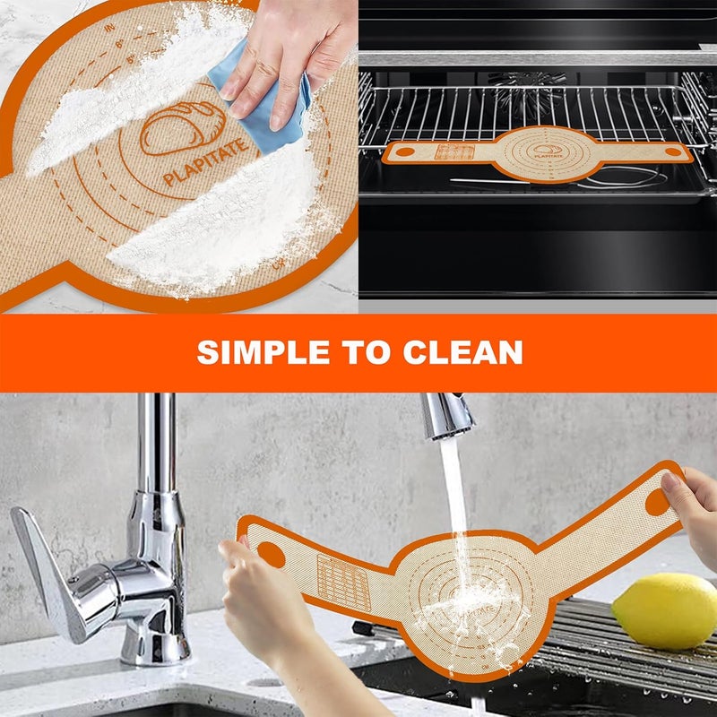 PLAPITATE Silicone Bread Sling Dutch Oven Liner, Non-Stick & Easy Clean Reusable Oval and Round Silicone Bread Baking Mat with Long Handles, Easy to Transfer Sourdough Bread - 2 Orange Set - Image 5