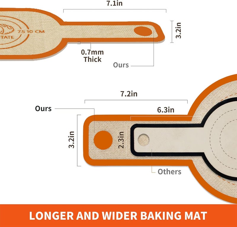 PLAPITATE Silicone Bread Sling Dutch Oven Liner, Non-Stick & Easy Clean Reusable Oval and Round Silicone Bread Baking Mat with Long Handles, Easy to Transfer Sourdough Bread - 2 Orange Set - Image 2