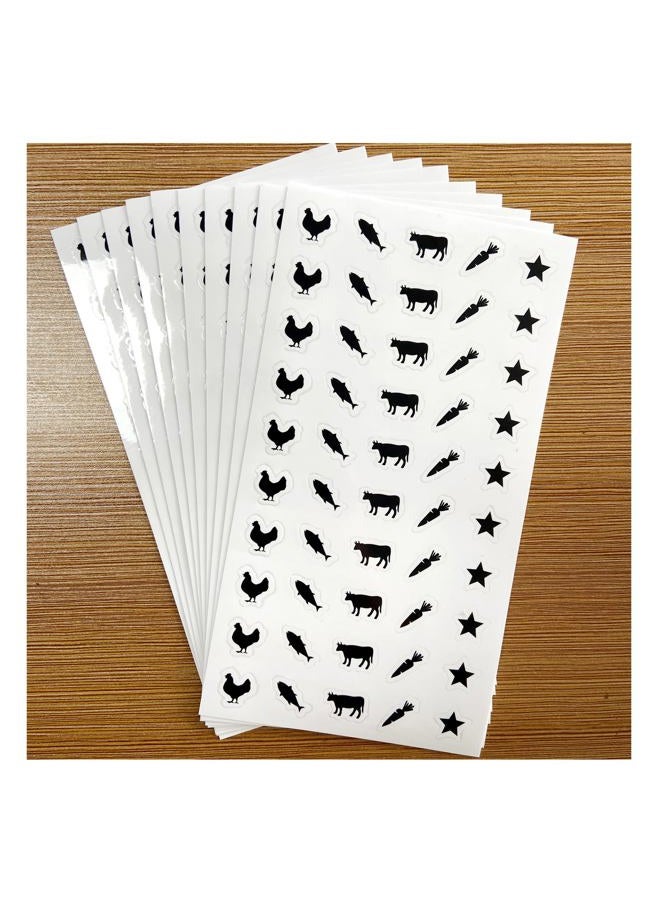 LEMBANG 10 Sheets(500 Qty) Meal Stickers,Wedding Food Choice Sticker for Place Cards, Beef, Chicken,Fish (Black) - Image 1