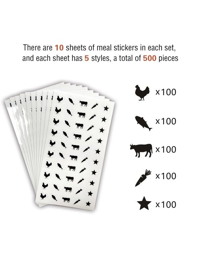 LEMBANG 10 Sheets(500 Qty) Meal Stickers,Wedding Food Choice Sticker for Place Cards, Beef, Chicken,Fish (Black) - Image 2
