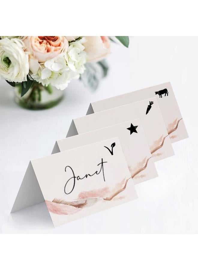 LEMBANG 10 Sheets(500 Qty) Meal Stickers,Wedding Food Choice Sticker for Place Cards, Beef, Chicken,Fish (Black) - Image 5