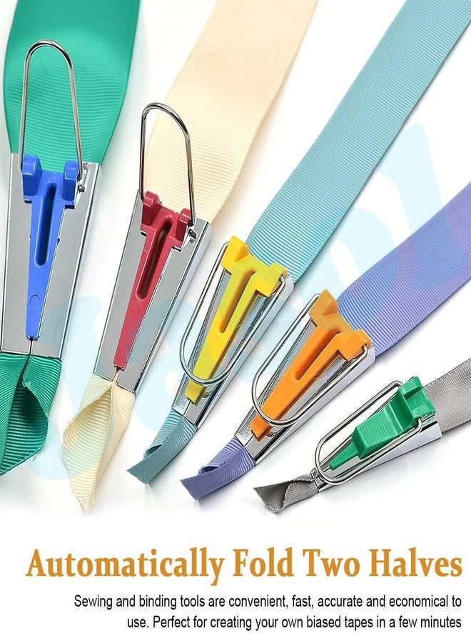 Jasol Bias Tape Maker Set of 6 Sizes, 1/4", 3/8", 1/2", 3/4", 1", with Sewing Awl, DIY Quilting Sewing Tools Kit - Image 2