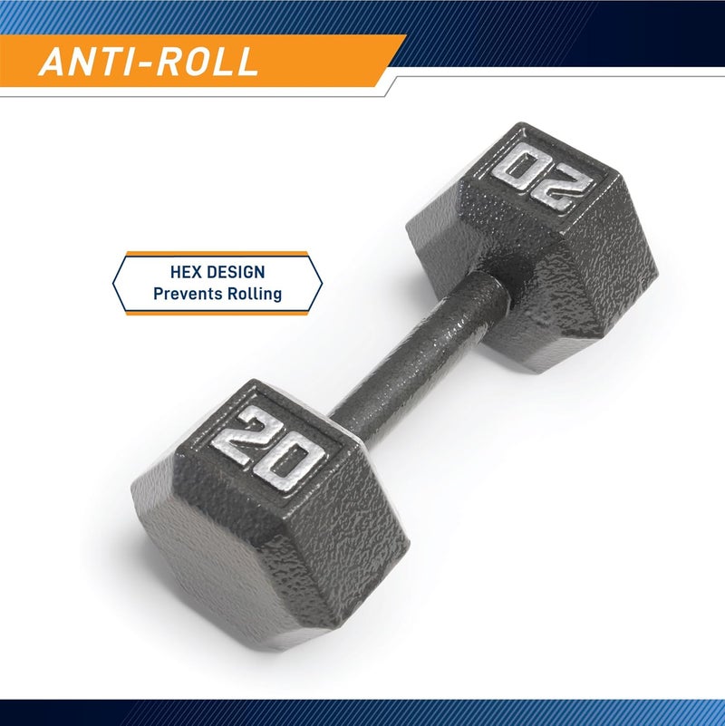 Marcy Cast Iron Hex Dumbbells Collection - Available size from 3-lb to 100-lb, SOLD INDIVIDUALLY - Image 3