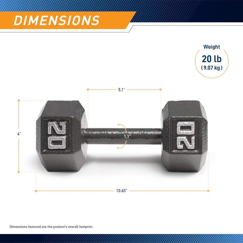 Marcy Cast Iron Hex Dumbbells Collection - Available size from 3-lb to 100-lb, SOLD INDIVIDUALLY - Image 2