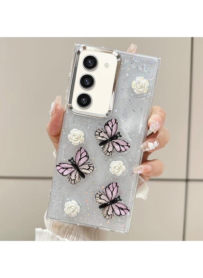 اس-توب جراب لهاتف Samsung Galaxy S23 5G جراب هاتف TPU لامع ثلاثي الأبعاد على شكل فراشة - Image 1