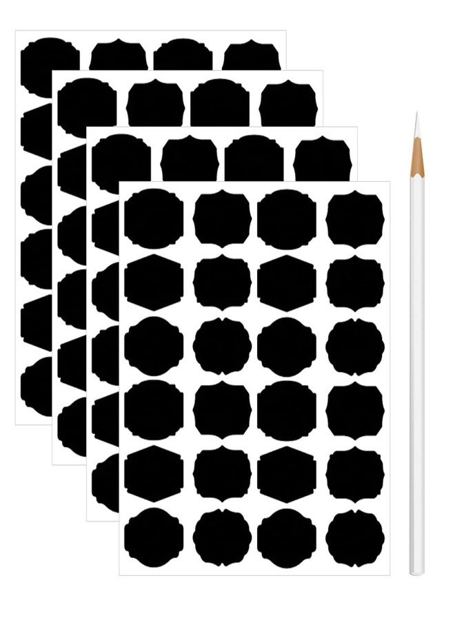 SWASUM Pack of 96 Waterproof Black Geometric Stickers for Kitchen, Office and Craft, Jar Labels, Reusable Self Adhesive Sticker (6.35 cm, Each Label) - Image 2