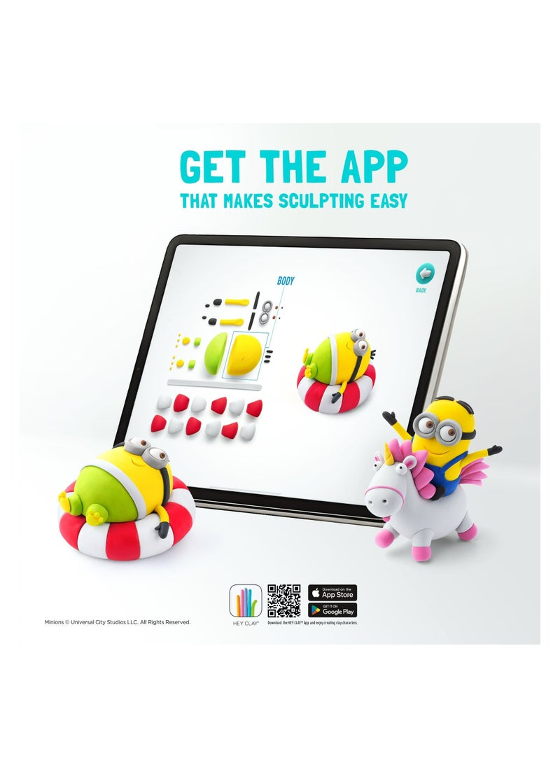 HEY CLAY - MINIONS Colourful modelling air-dry clay, 15 cans with fun interactive app for kids 3 years + - Image 1