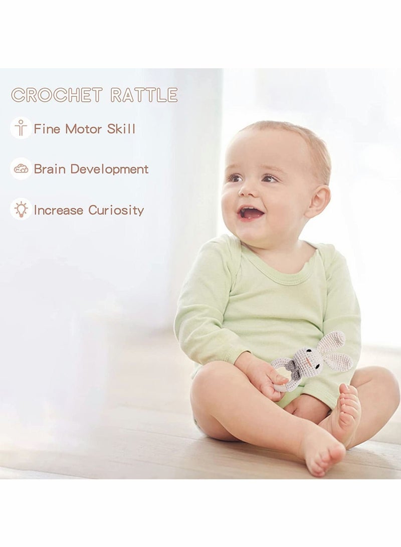 NIBEMINENT Wooden Baby Rattle Newborn Crochet Giraffe Toy Natural Wood Teething Ring for Hand Grips Boy Girl First Gift  - Image 4