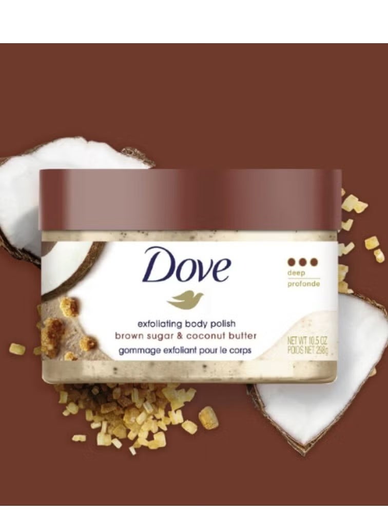 Dove Body Polish Brown Sugar & Coconut Butter Exfoliating Scrub | Deeply Nourishes & Restores Skin’s Natural Glow | Silky Smooth & Radiant Skin | 298g - Image 2