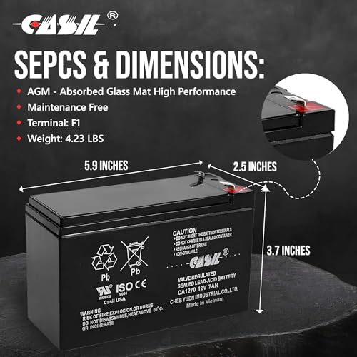 Casil CA1270 12V 7Ah Alarm Battery for First Alert, ADT, Home Security Systems - Image 5