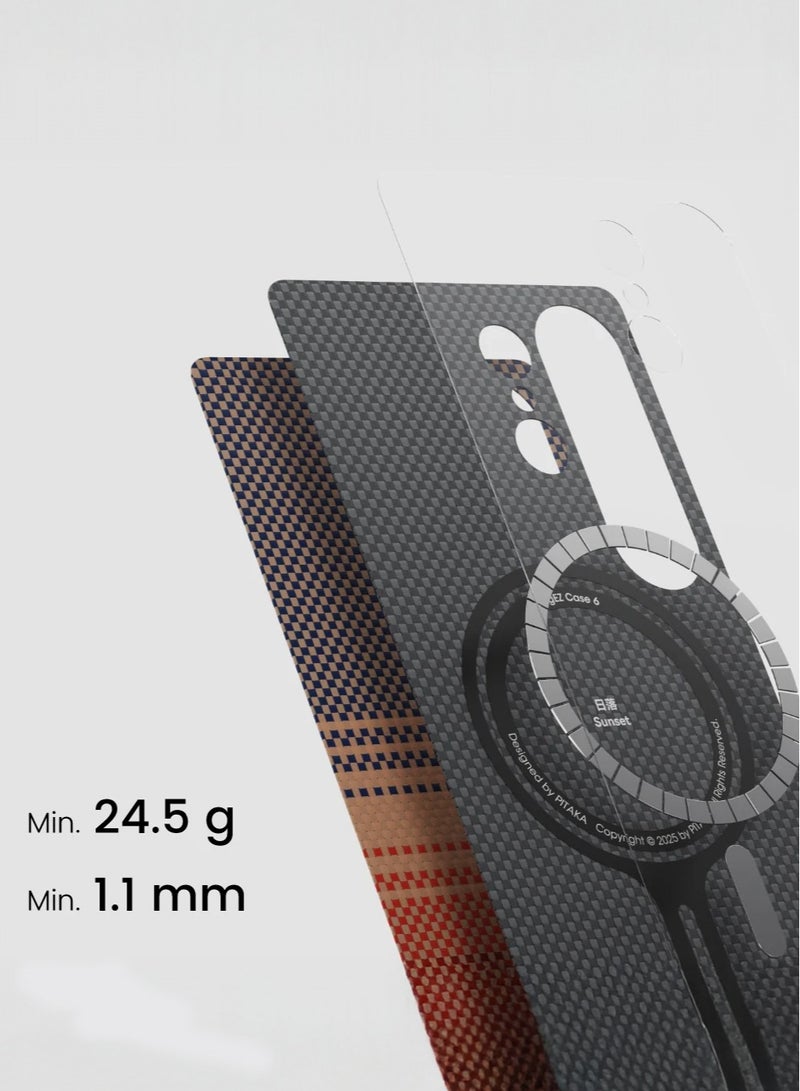 بيتاكا جراب ماجسيف جالكسي اس 25 بلس من غطاء منسوج باللمس من برج الحمل / نحيف للغاية / حافة كاميرا مرتفعة / لمسة منسوجة / حماية من السقوط والتلف / غطاء خلفي ماج سيف متين - غروب - Image 3