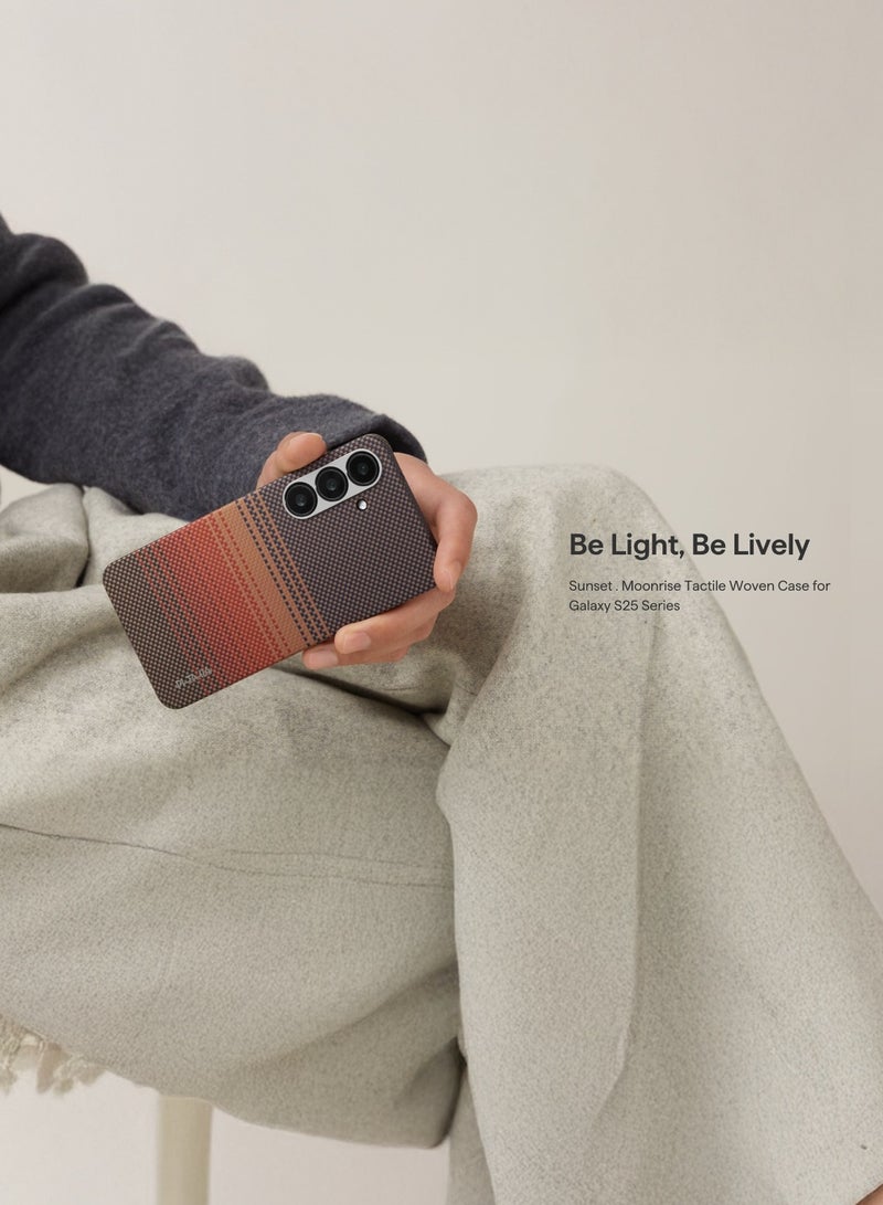 بيتاكا جراب ماجسيف جالكسي اس 25 بلس من غطاء منسوج باللمس من برج الحمل / نحيف للغاية / حافة كاميرا مرتفعة / لمسة منسوجة / حماية من السقوط والتلف / غطاء خلفي ماج سيف متين - غروب - Image 4