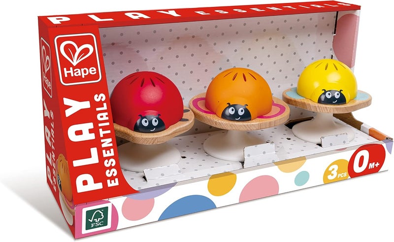 هيب مجموعة ألعاب الأطفال " Stay-Put Rattles" المكونة من 3 قطع مع أكواب شفط، ألعاب حشرات ملونة زاهية: الدعسوقة، النحلة، الفراشة، ألعاب شفط لتنمية الحواس والمهارات الحركية، ألعاب الرضع. - Image 3