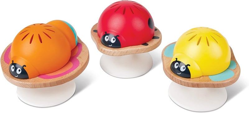 هيب مجموعة ألعاب الأطفال " Stay-Put Rattles" المكونة من 3 قطع مع أكواب شفط، ألعاب حشرات ملونة زاهية: الدعسوقة، النحلة، الفراشة، ألعاب شفط لتنمية الحواس والمهارات الحركية، ألعاب الرضع. - Image 1