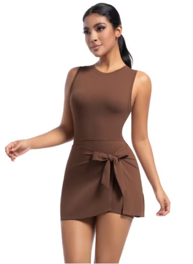 RedMapleTEK Tennis Skirt Yoga Wear Tank Top All-in-One Fitness Wear Golf Dress  - Image 4