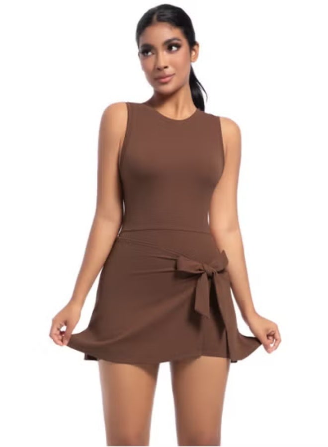 RedMapleTEK Tennis Skirt Yoga Wear Tank Top All-in-One Fitness Wear Golf Dress  - Image 3