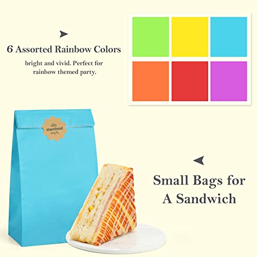 BagDream 60Pcs Assorted Gift Bags #4 5x2.95x9.45 Inches Paper Treat Party Favors for Wedding, Baby Shower, Small Birthday - 4LB Rainbow Snack Bags - Image 3