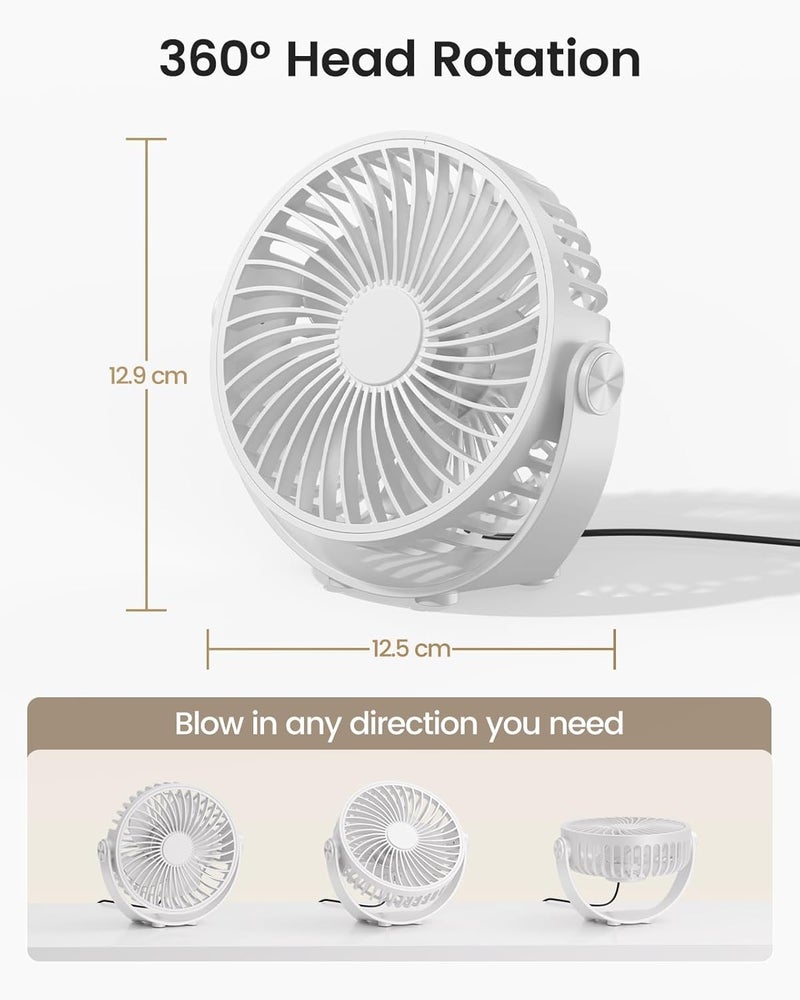 TriPole USB Powered Mini Portable Fan Desktop Fan, 3 Speed Strong Airflow, 360° Adjustable Angle, Quiet Electric Fan for Desktop, Desk Fan - Image 4