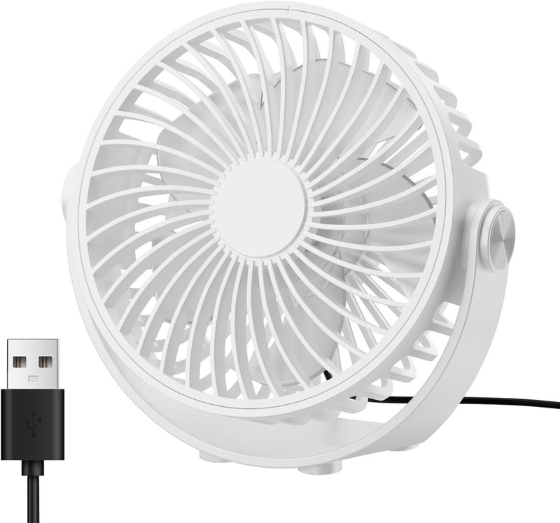 TriPole USB Powered Mini Portable Fan Desktop Fan, 3 Speed Strong Airflow, 360° Adjustable Angle, Quiet Electric Fan for Desktop, Desk Fan - Image 1
