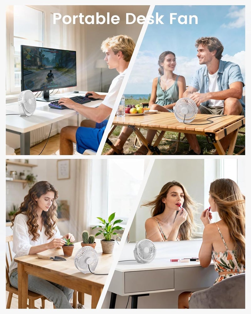TriPole USB Powered Mini Portable Fan Desktop Fan, 3 Speed Strong Airflow, 360° Adjustable Angle, Quiet Electric Fan for Desktop, Desk Fan - Image 5