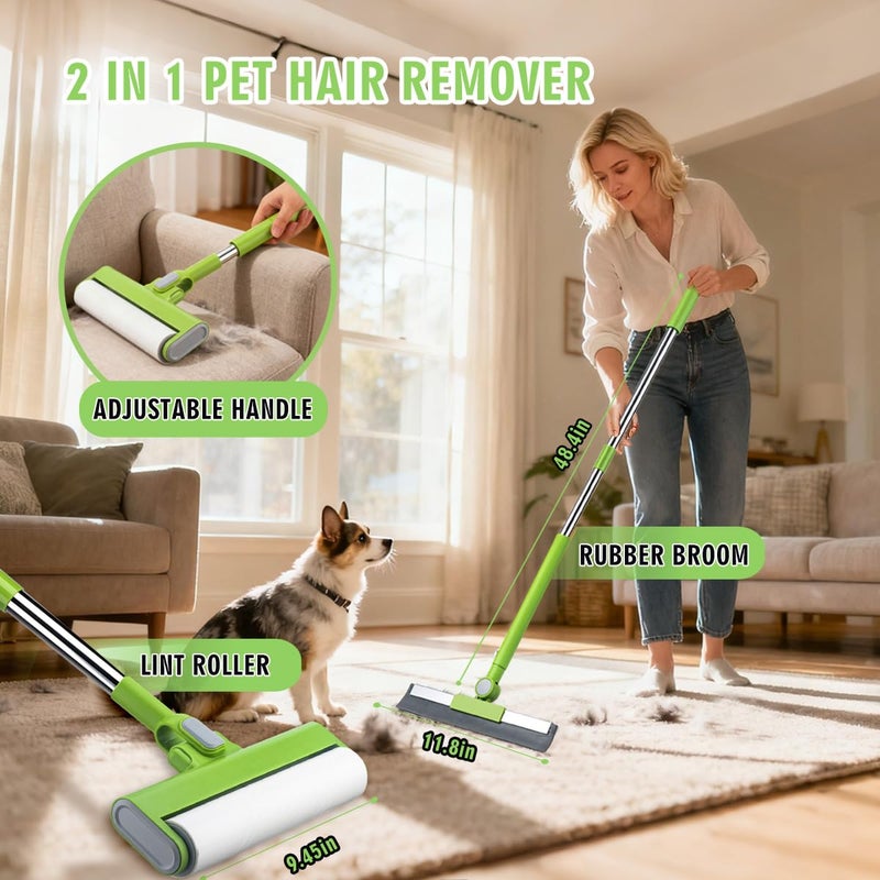 MXF Pet Hair Remover Kit - Including Carpet Rake & Large Lint Roller, 2 in 1 Pet Hair Removal Tool Cat Dog Fur Rakes Scraper Carpet Broom for Carpets, Rugs, Mats, Pet Beds - Image 2
