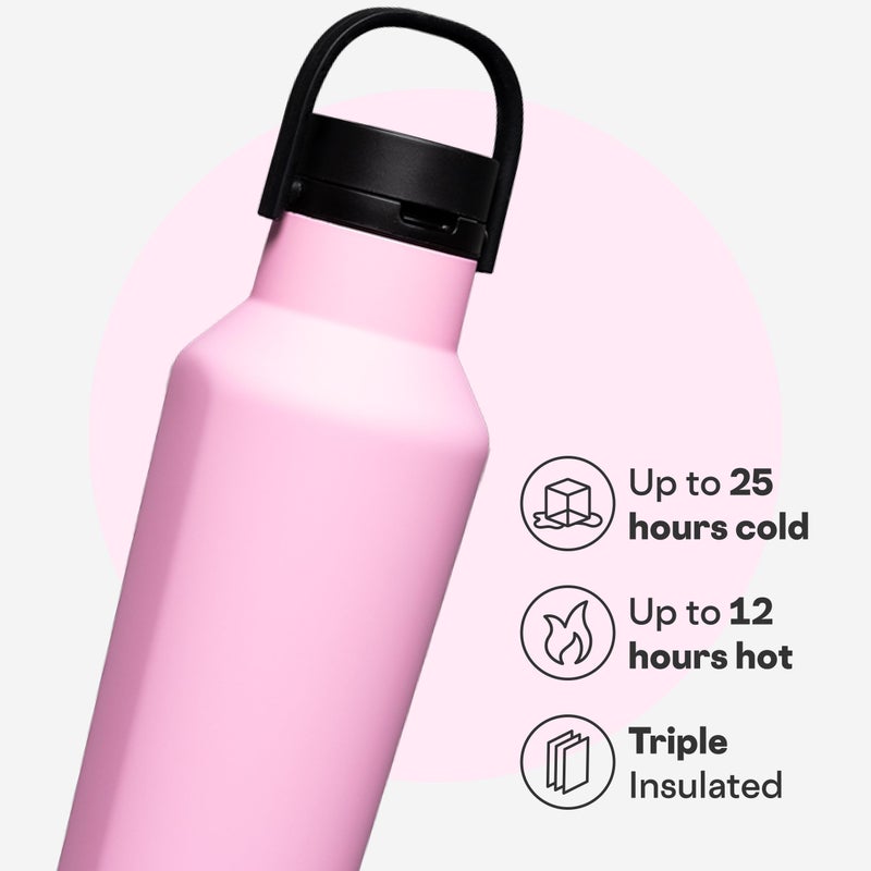Corkcicle Sport Canteen Insulated Tumbler  Sun-Soaked Pink  20 oz - Reusable Water Bottle Keeps Beverages Cold for 25 Hours & Hot 12 Hours - Cupholder Friendly Tumbler with Screw-On Cap - Image 3