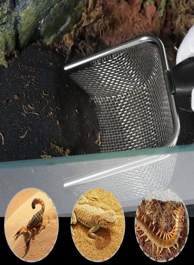 Aiicioo Reptile Stainless Steel Sand Scoop Metal Shovel Sifter Fine Mesh Terrarium Substrate Cleaner Corner Sifter Pooper Scooper Cat Scoop for Reptile Litter Box - Image 5