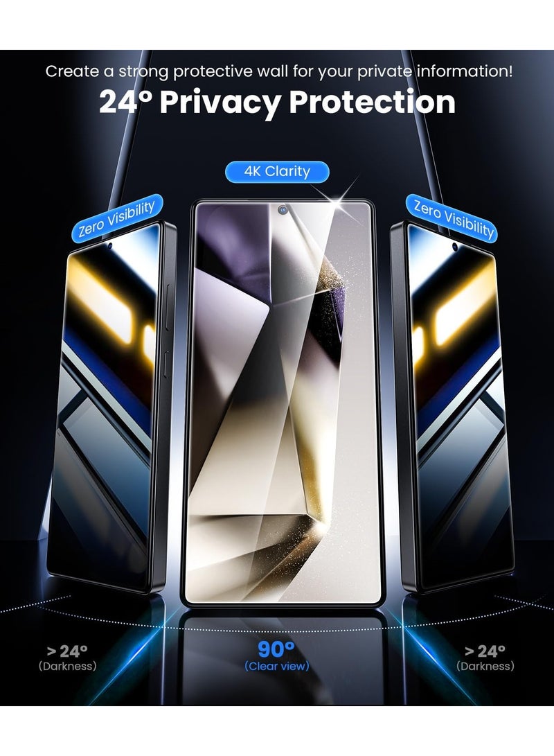 ICARLUS For Samsung Galaxy S24 Ultra Privacy Screen Protector 100% Fingerprint Unlock 24° Anti-Spy 9H Durable Tempered Glass 2Pack - Image 3