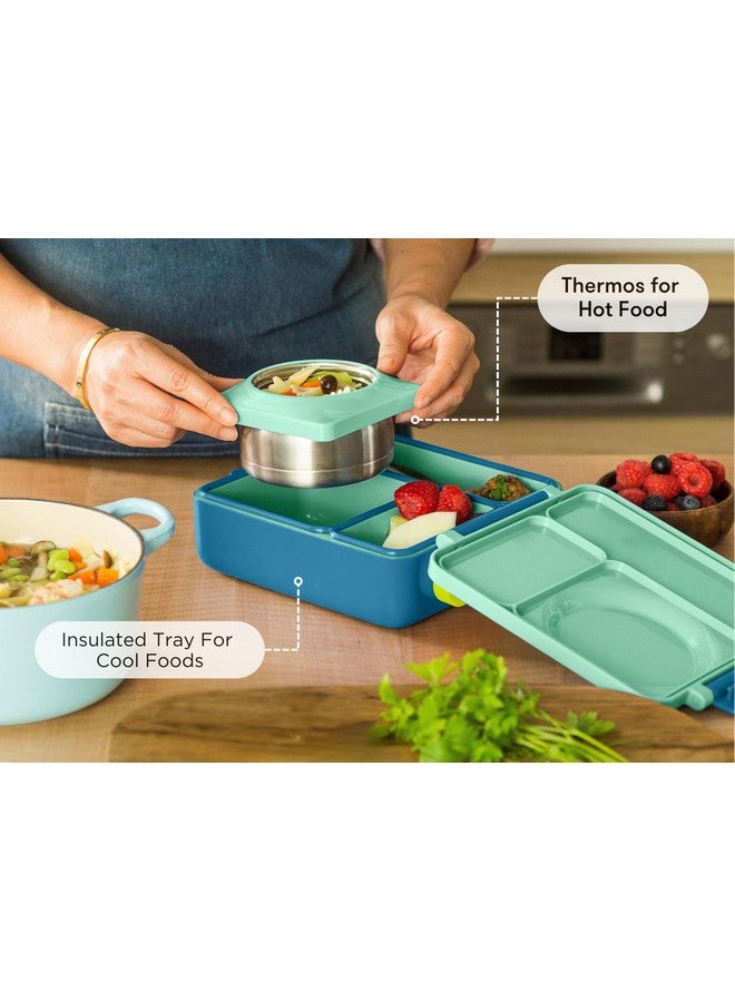 OMIE صندوق أومي أومي للأطفال - صندوق غداء معزول مع جرة طعام مقاومة للتسرب - 3 أقسام، 2 منطقة حرارة - (ميدو) (مفرد) - Image 3
